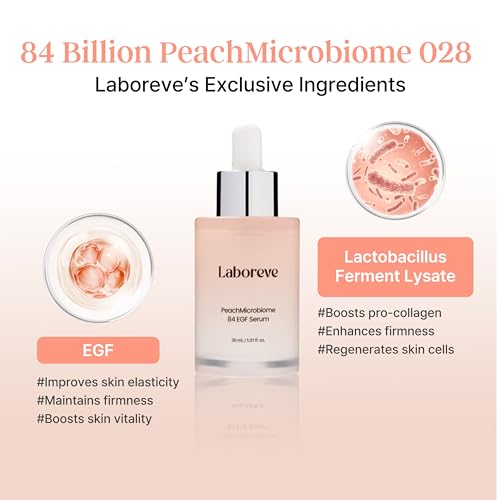PeachMicrobiome 84 EGF Peach Serum 30ml, Age-Defying Serum with 84 Billion Microbiome Complex - Niacinamide, Collagen, EGF - Korean Skin Care (1.01 fl. oz.)