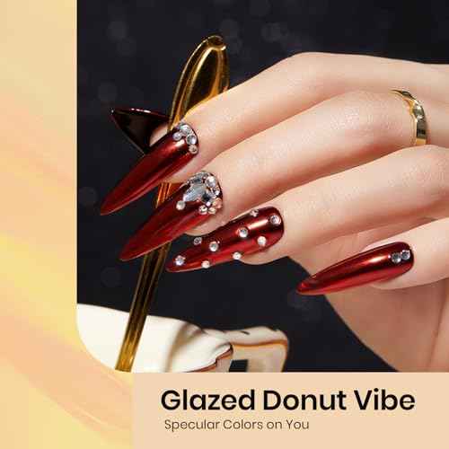 Beetles Gold Chrome Nail Powder Set - 8 Colors Sliver Holographic Mirror Effect Iridescent Golden Red Brown Glitter Metallic Nail Polish Chrome for Nail Art Design