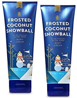 Bath and Body Works 2 Pack Frosted Coconut Snowball Ultra Shea Body Cream 8 Oz.