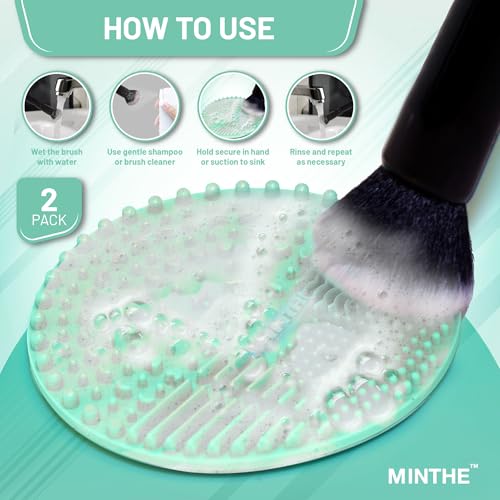 Green Silicone Makeup Brush Cleaner Mat 2 Pack - Deep Cleaning & Travel-Friendly