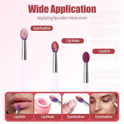 6 PCS Retractable Lip Brush for Lipstick Dual-Ended Lip Scrubber Exfoliator Silicone Lip Scrub Brush