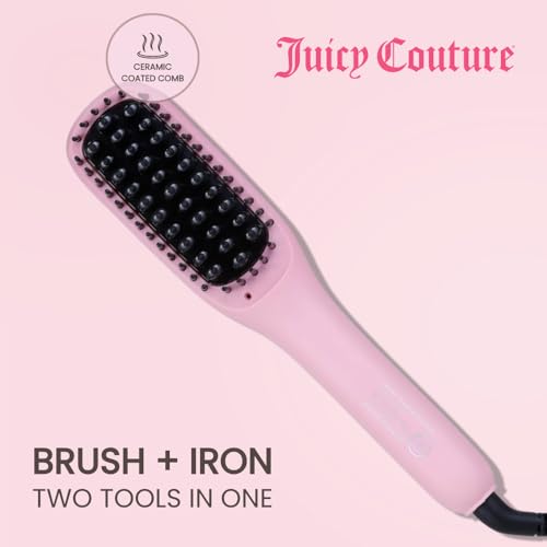 Juicy Couture - Heated Straightening Brush, Sleek & Smooth Hair in Minutes (Pink)