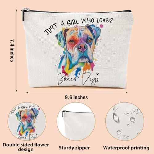 Boxer Dog Gifts Makeup Bag Boxer Dog Lovers Cosmetic Bag Travel Organizer Bags Makeup Pouch, Christmas Birthday Friendship Animal Lovers Gifts for Women Girls Friends