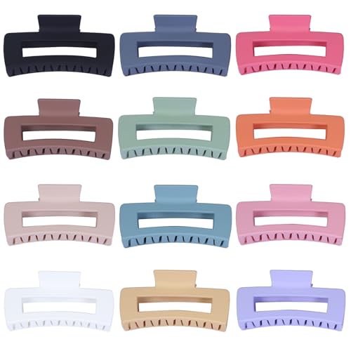 4.2" Jumbo Hair Clips - 12 Pack Colorful Claw Clips for Thick Hair