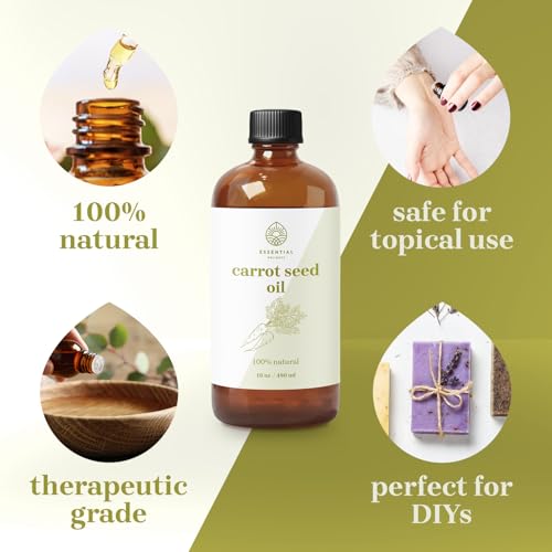 Carrot Seed Carrier Oil Premium Undiluted Carrier Oil | for Skin, Face, Body, Hair Revitalization | Vegan & Cruelty Free (16 Fl.Oz.)
