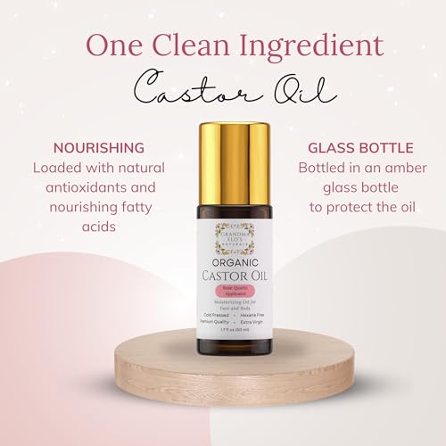 Organic Castor Oil with Rose Quartz Roller | 50ml, Cold-Pressed & Hexane-Free