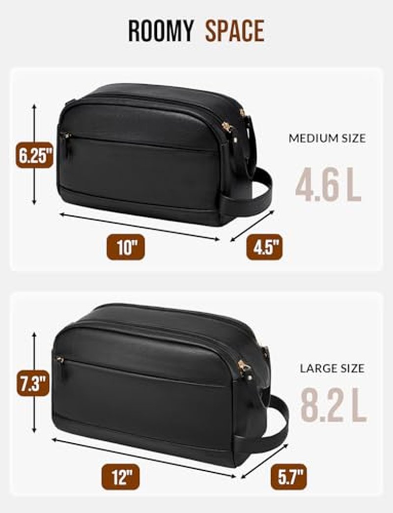 Celvetch PU Leather Toiletry Bag for Men - Water Resistant