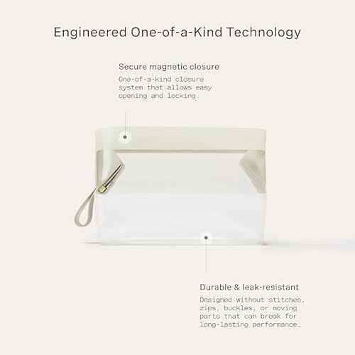 Cadence Parcel - Clear Kit with Magnetic Closure - Durable and Leak-Resistant Travel Toiletry Kit - Modular Design - Hygiene Bag for Travel Essentials - 4 Qt - Pebble