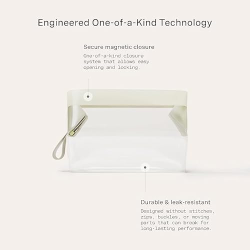 Cadence Parcel - Clear Kit with Magnetic Closure - Durable and Leak-Resistant Travel Toiletry Kit - TSA-Compliant & Modular Design - Hygiene Bag for Travel Essentials - .5 Qt - Pebble