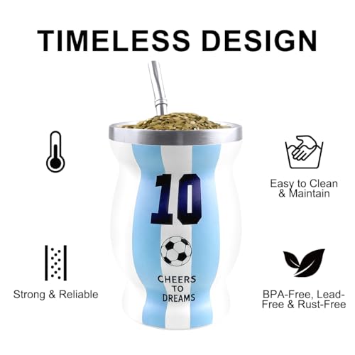 Argentina No. 10 Mate Cup Set - Double-Wall Stainless Steel