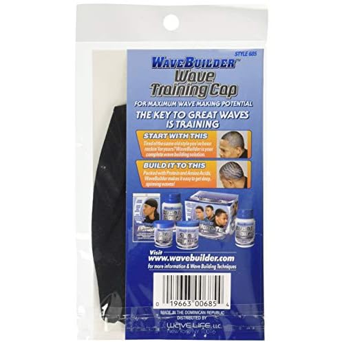 WAVEBUILDER Wave Training Cap, Black, 3-Pack