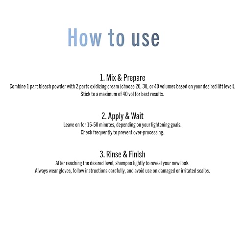 Blue Dust-Free Hair Bleach Powder - Up to 7 Levels Lift, Anti-Yellow, Professional Lightener 17.64 oz