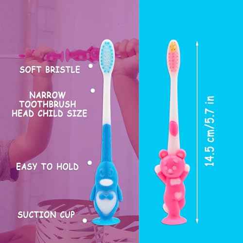 200 pcs Disposable Kids Toothbrushes Individually Wrapped, Toothbrushes for Age 2+ Children Toothbrush Set Soft Bristles Boys Girls Colorful Toothbrush with Suction Cup