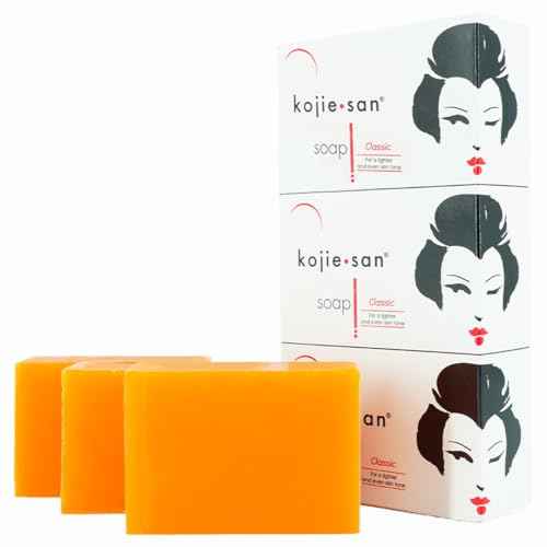 Kojie San Skin Brightening Soap - Original Kojic Acid Dark Spot Remover Soap, Paraben-Free Bar with Coconut & Tea Tree Oil for Face & Body, Gently Exfoliates for Smooth, Even Skin Tone ? 100g x 3 Bars