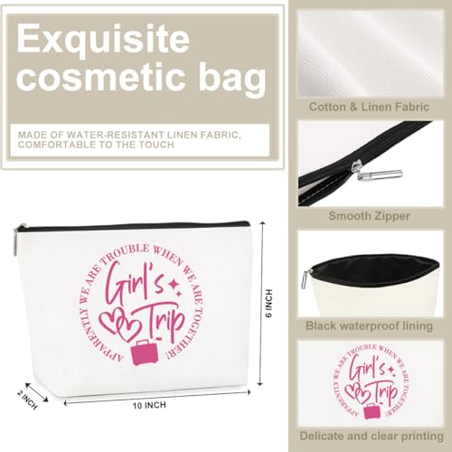 6Pcs Girls Trip Gifts Favors Girls Weekend Gifts for Women Makeup Bag Cosmetic Bag Girls Trip Essentials Weekend Bag Coin Purse for Friend Girl Lady Daughter Bestie Graduation Christmas Birthday