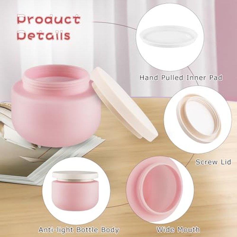 6 Pack 250ml Matte Pink Plastic Cream Jars with Spatulas