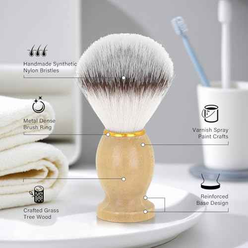 Shaving Brush Set for Men, 3 in1 Shaving Kit Includes Nylon Badger Hair Shaving Brush, Stainless Steel Shaving Bowl and Stand for Wet Shave