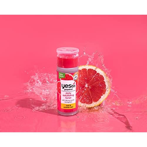 Yes To Grapefruit Daily Exfoliating Toner, Brightening Formula To Retexturize & Brighten Your Skin, With AHAs, BHAs, Vitamin C, & Antioxidants, Natural, Vegan & Cruelty Free, 4 Fl Oz