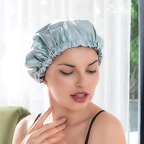 THXSILK Silk Bonnets, 22 Momme 100% Silk with HA, Extra Large, Double Layered, Reversible, Adjustable Elastic Night Sleep Caps for Women