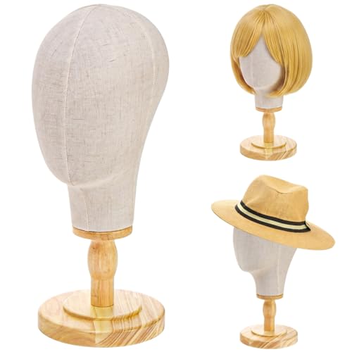 21 Inch Mannequin Head for Wig and Hat Display with Detachable Wooden Base