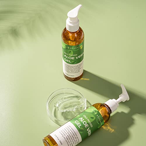 benatu Aloe Vera Gel for Face and Hair, 100% Pure Cold Pressed, Natural Facial Moisturizer for Sunburn Relief, Ance, Skin Care (8.45 fl oz)