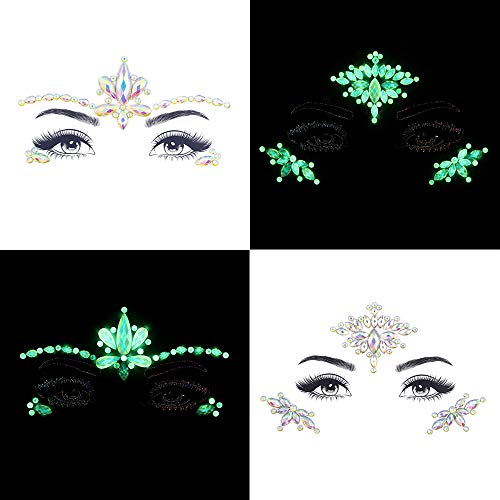 Noctilucent Face Gems Glow-in-Dark Rhinestone Stickers