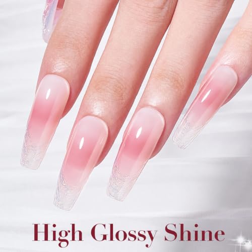 Nude Pink Nail Polish Set - 4 Sheer & Glossy Colors for Natural Manicure