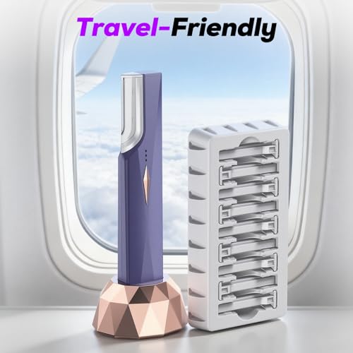 Sonic Dermaplane Razor for Women - Facial Hair Removal with 10 Blades