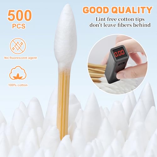 500pc Pointed Cotton Swabs with Storage Case - Gun Cleaning