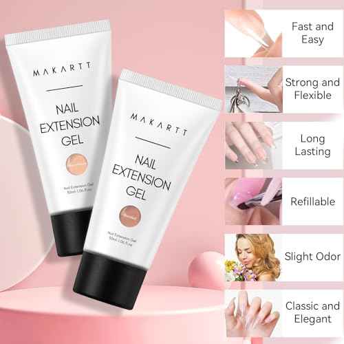 Makartt Poly Nail Gel Set: Nude & Dark Almond Gel Builder for Extension Neutral Colors Nail Strengthener 3D Diy Hard Gel for Nails Manicures Home Salon-2PCs 30ML