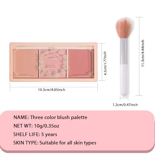 HHLTOH 3-Color Matte Blush Palette with Brush - Contour & Bronzer Makeup Set