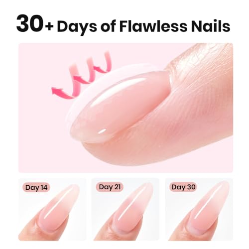 Beetles Builder Gel Nail Kit - Clear Pink with Base & Top Coat, 288 Nail Tips, Includes Brush (Petal Haze variant)