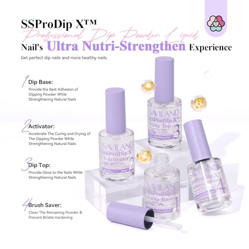 Saviland HEMA-Free Dip Powder Liquid Set - Base, Activator & Top Coat