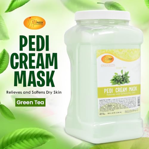SPA REDI - Body and Foot Cream Mask, Green Tea, 128 Oz - Pedicure Massage for Tired Feet and Body, Hydrating, Fresh Skin - Infused with Hyaluronic Acid, Amino Acids, Panthenol, Comfrey Extract