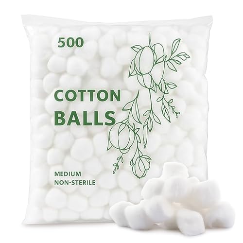 Perfectware Pack of 500 Medium Cotton Balls - Soft, Absorbent, Non-Sterile for Beauty & Household Use