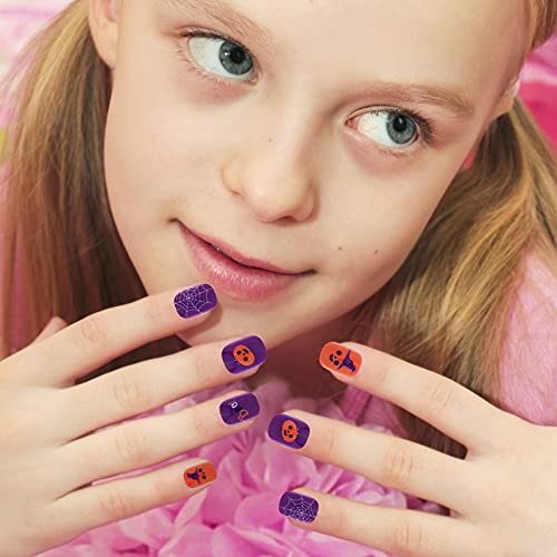 SUBANG 288 Pieces Horrible Nails Children False Nails Girls Press on Pre-glue Full Cover Artificial Fake Nails Cute Short Nail Tip Kit for Children Little Girls Nail Art Decoration