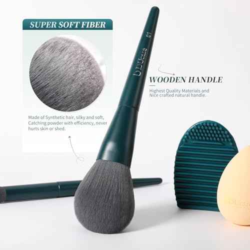 DUcare 17Pcs Professional Makeup Brush Set Complete Kit with Brush Cleaning Mat and Makeup Sponge, Ideal for Foundation, Eyeshadow, Liquid Cream, Gift Box Set