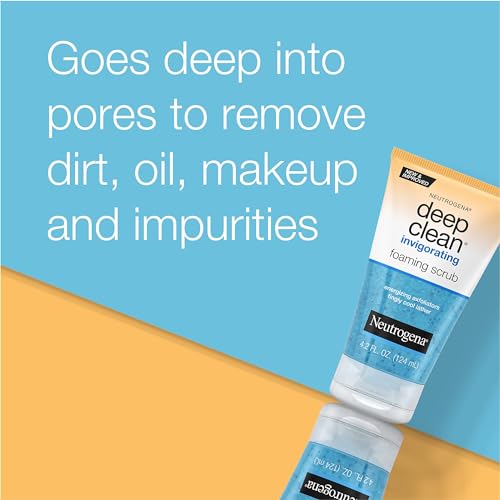 Neutrogena Deep Clean Invigorating Foaming Facial Scrub with Glycerin, Cooling & Exfoliating Gel Face Wash to Remove Dirt, Oil & Makeup, 4.2 fl. oz