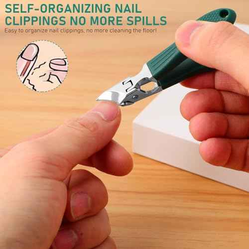 Eagle Beak Beveled Nail Clippers,Wide Jaw Opening Anti-Splash Slanted Nail Clipper,Edge Nail Clippers 3-Piece Set,Long Handle Wide Jaw Opening Anti-Splash Slanted Nail Clipper for Men Women(Green)