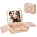 Makeup Case with LED Lighted Mirror, 11.5''x 8.7'' Portable Travel Makeup Organizer, Toiletry Storage Makeup Bag Gift for Lady, DIY Dividers Makeup Box with 5X Magnifying Mirror (Pink)