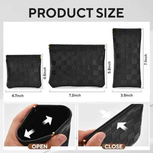 3PCS Small Makeup Bag for Purse£¬Waterproof Leather Portable Mini Makeup Bag,Snap Closure Organizer Pouch for Coin Cards Jewelry Lipstick Cosmetic Accessories£¬Small Travel Kit Storage Pouch