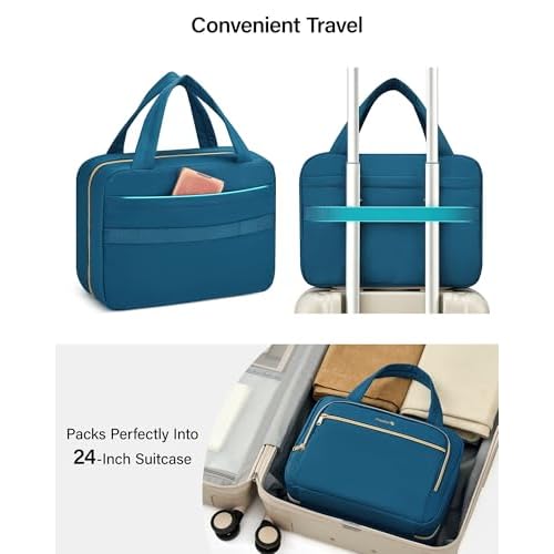 Hanke Hanging Travel Toiletry Bag for Women, Water-Resistant Makeup Organizer with Hook, Cosmetic Bag for Bathroom & Travel Essentials Accessories, Off White