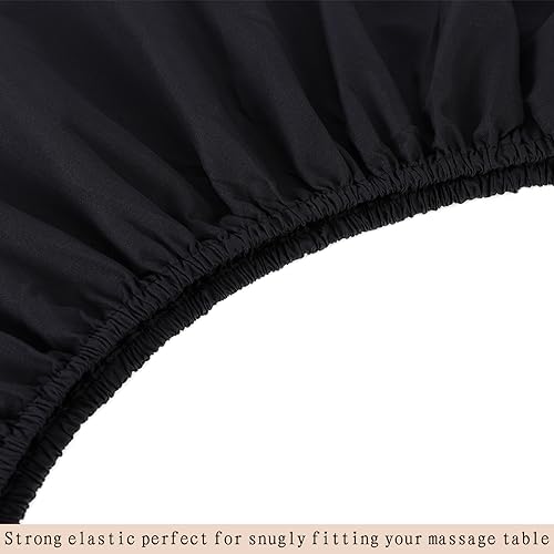 MRJ 3-Piece Microfiber Massage Table Sheet Set with Fitted & Flat Sheets, Face Rest Cover - Black