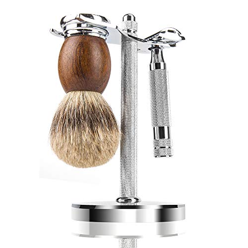 Safety Razor and Shaving Brush Stand, Extra Wide Openings, Wider Base, Manly Look