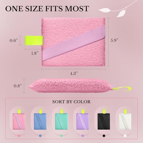 MIG4U Exfoliating Body Scrubber Sponge Exfoliate Dead Skin Bath Sponge for Shower, Luxury Foaming Skin Scrubber for Women Men, 3 Pack Macaroon