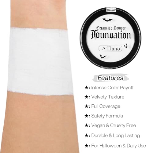 White Cream to Powder Foundation Makeup for Halloween Costumes