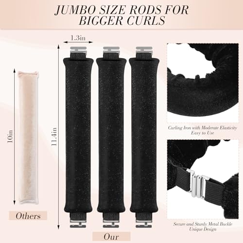 obeoby Heatless Curlers, Curls Overnight Set for Women, Black