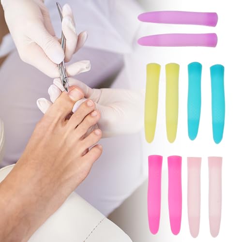 Mipcase Anti-Slip Handle Covers for Nail Cuticle Scissors 5 Pairs Silicone Sleeves for Manicure Pedicure Tools Nail Art Accessories