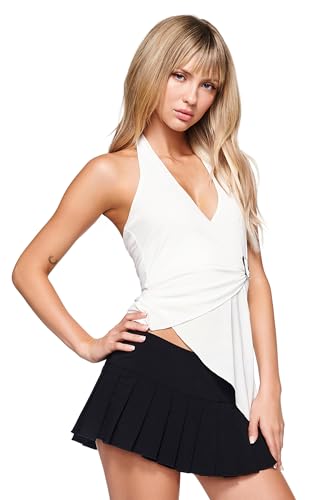 I.AM.GIA Women's Amy Halter Top with Buckle - White