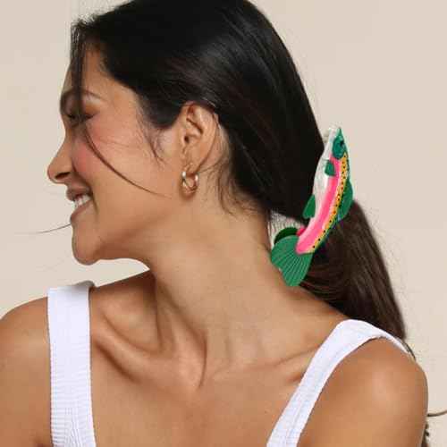 Salmon Hair Claw Clip Acetate Hair Clips Fish Unique Fashion Acetate Hair Catch Barrette Non Slip Strong Hold Jaw Clamp Ocean Animal Fashion Barrette Big Claw Clamp for Women Girl